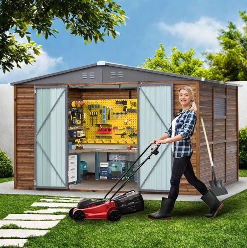 8x10FT Iron-Wood Combination Tool Shed A Perfect Blend Of Nature And Functionality