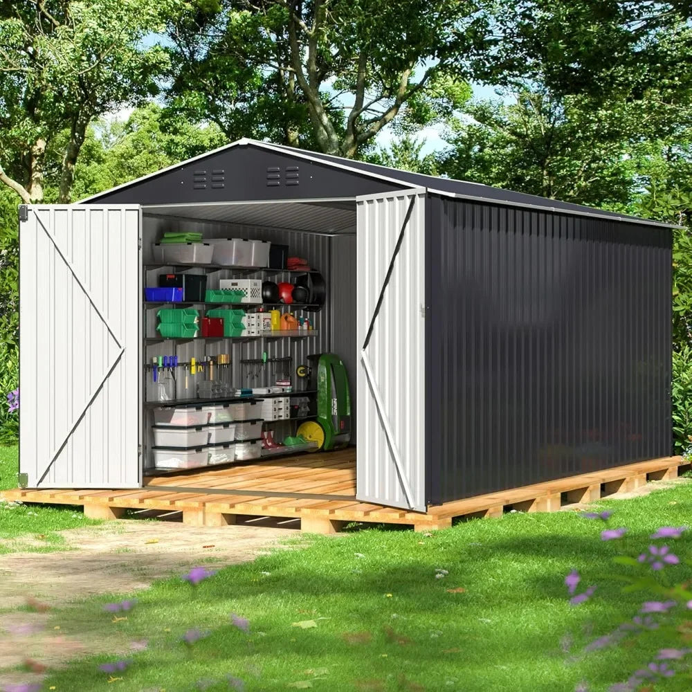 8 x 12 FT Outdoor Storage Shed, Metal Garden Shed with Updated Frame Structure, Tool Sheds for Backyard Garden Patio Lawn, Sheds