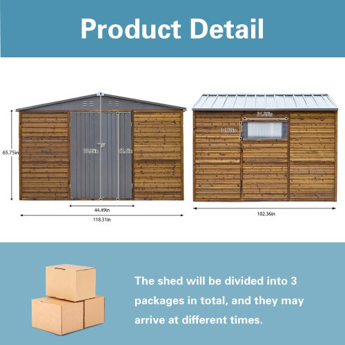 8x10FT Iron-Wood Combination Tool Shed A Perfect Blend Of Nature And Functionality