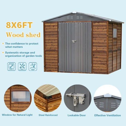 6x8FT Iron-Wood Combination Tool Shed  A Perfect Blend Of Nature And Functionality