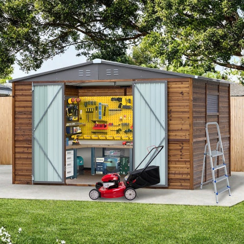 8x10FT Iron-Wood Combination Tool Shed A Perfect Blend Of Nature And Functionality