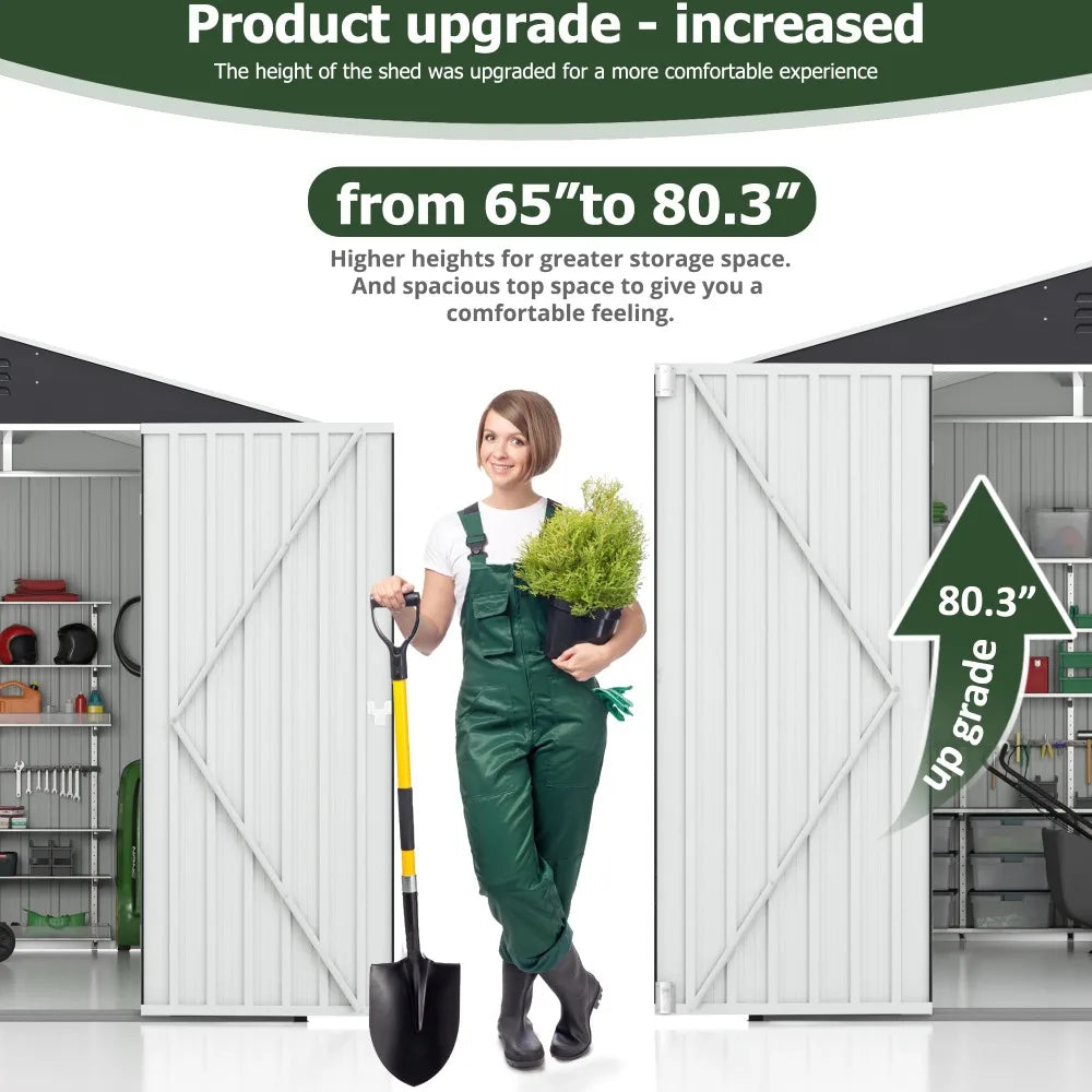 10x10 FT Outdoor Storage Shed, Garden Shed with Frame Structure and Lockable Doors, Metal Tool Sheds for Backyard