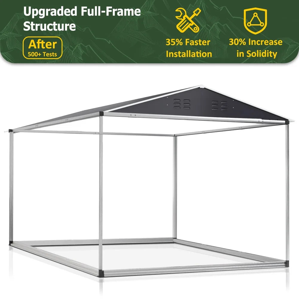 10x10 FT Outdoor Storage Shed, Garden Shed with Frame Structure and Lockable Doors, Metal Tool Sheds for Backyard