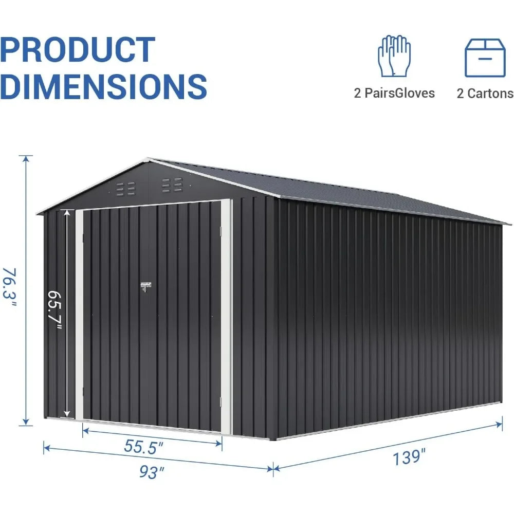 8 x 12 FT Outdoor Storage Shed, Metal Garden Shed with Updated Frame Structure, Tool Sheds for Backyard Garden Patio Lawn, Sheds