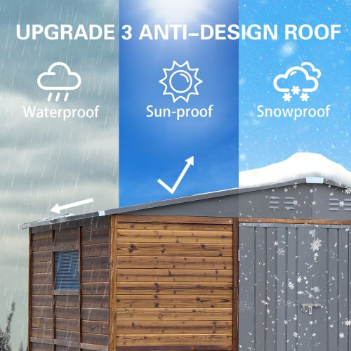 8x10FT Iron-Wood Combination Tool Shed A Perfect Blend Of Nature And Functionality