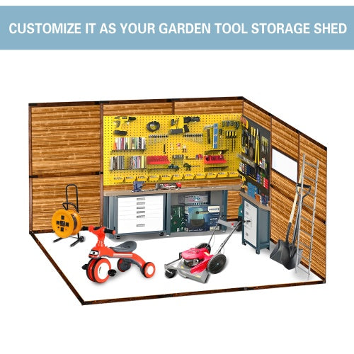 8x10FT Iron-Wood Combination Tool Shed A Perfect Blend Of Nature And Functionality