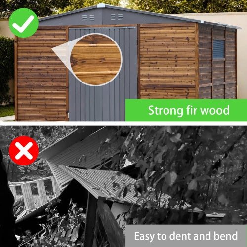 8x10FT Iron-Wood Combination Tool Shed A Perfect Blend Of Nature And Functionality